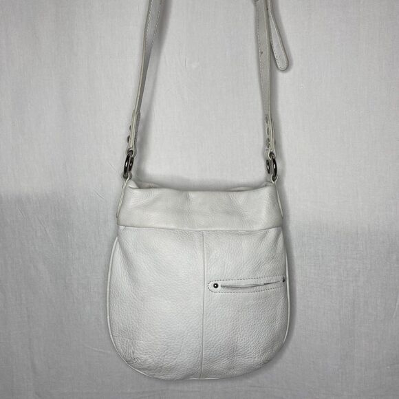 Vintage B MAKOWSKY Crossbody Bag Pebbled Leather Studded Adjustable Strap White - Picture 16 of 16
